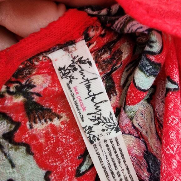 Free People Marsha Lace mini Dress Boho Goth Romantic Size XS red hot combo NWT - Picture 5 of 10